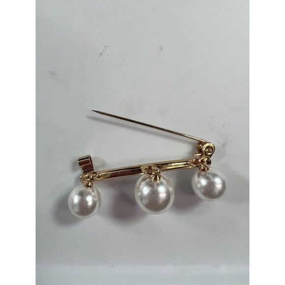 Set of 2 Gold Tone & Silver Tone Pearl Pins/Brooches. Gold & Silver. - Picture 3 of 6